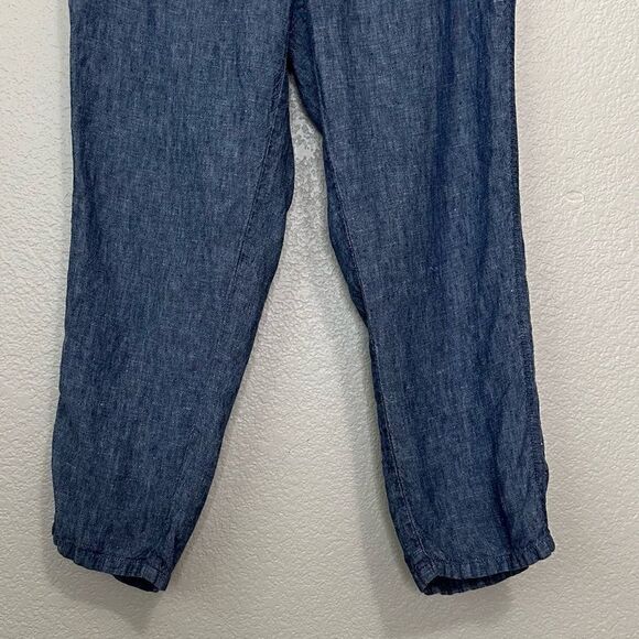 J. Jill 100% Linen Blue Chambray Pull On Ankle Pants - Picture 6 of 12